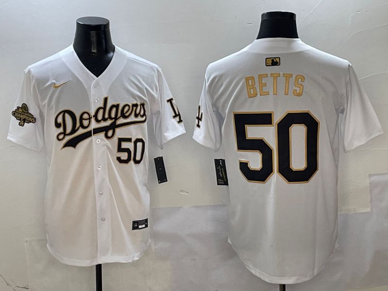 Men Los Angeles Dodgers #50 Betts White Black Game Nike 2025 MLB Jersey style 3->los angeles dodgers->MLB Jersey